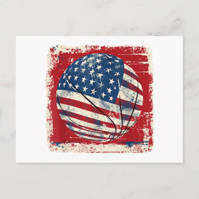 USA Flagga 4:e Juli Basket Helg Vykort (Framsida)