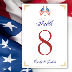 USA Flagga 4:e Juli Patriotiskt Bröllopsmeny Bordsnummer