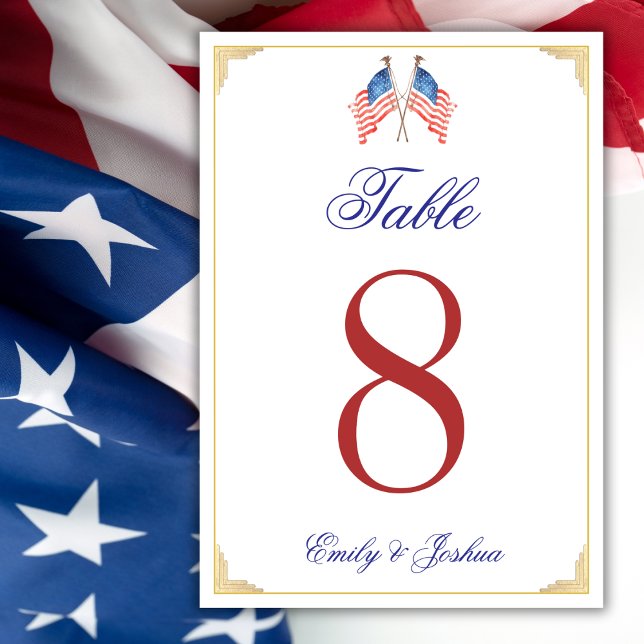 USA Flagga 4:e Juli Patriotiskt Bröllopsmeny Bordsnummer (Skapare uppladdad)