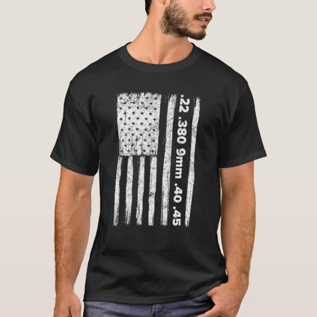 USA flagga 4 juli Amerikanska Rött vitt blått Rand T Shirt (Framsida)