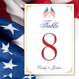 USA flagga 4 juli Patriotic Bröllop Menu Bordsnummer