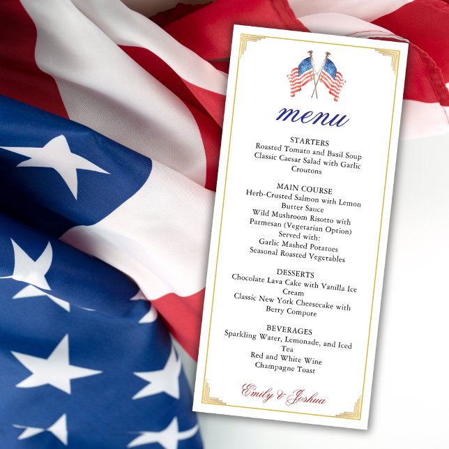 USA flagga 4 juli Patriotic Bröllop Menu Meny (Skapare uppladdad)