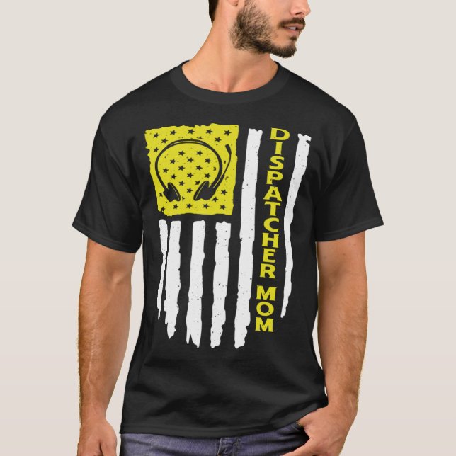 USA flagga 911 Dispatcher Mamma Dispatch operator  T Shirt (Framsida)