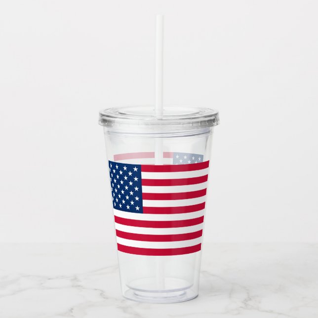 USA flagga Acrylic Tumbler Patriotic Take Away Mugg (Framsida)