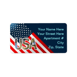 USA flagga Adressetikett