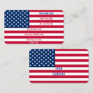 USA flagga Affärskortet Patriotisk Personlig Visitkort