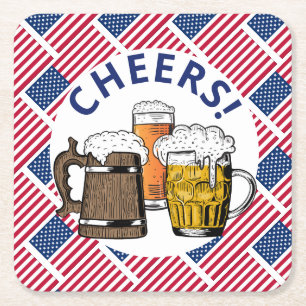 USA FLAGGA American Beer Underlägg Papper Kvadrat