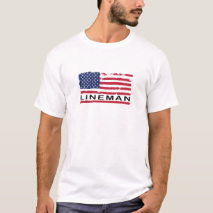 USA flagga American Lineman Patriotic T Shirt