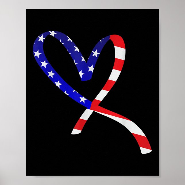 USA flagga American Patriotic Heart Armed Forces M Poster (Framsidan)