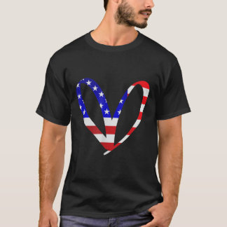 USA flagga American Patriotic Heart Armed Forces M T Shirt