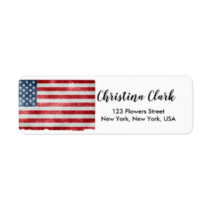 USA flagga American Personlig Anpassningsbar Adres Returadress Etikett