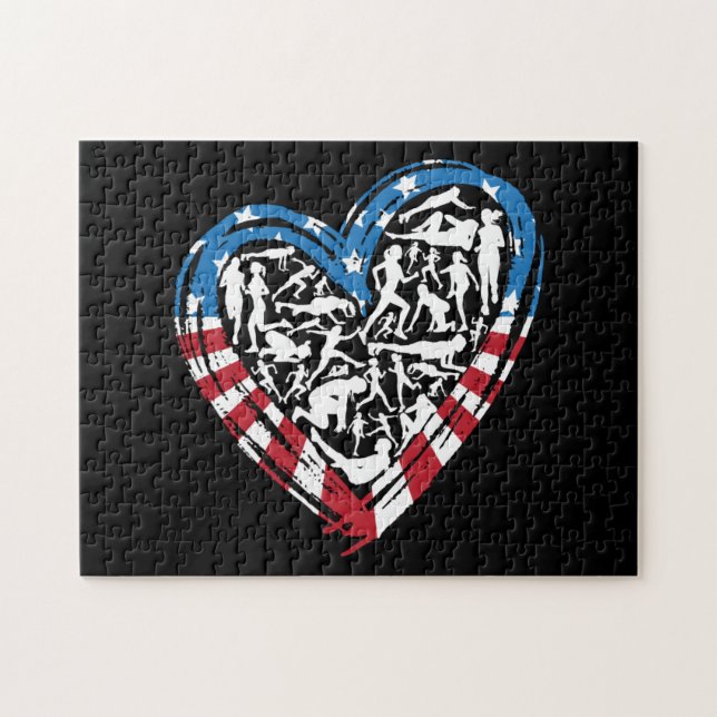 USA flagga American Springer - Runeart Pussel (Horisontell)