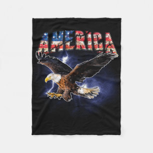 Usa Flagga Amerika Teckensnitt Örn Blixtar För Män Fleecefilt