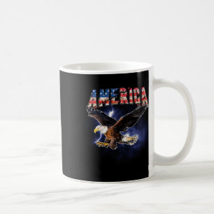 Usa Flagga Amerika Teckensnitt Örn Blixtar För Män Kaffemugg