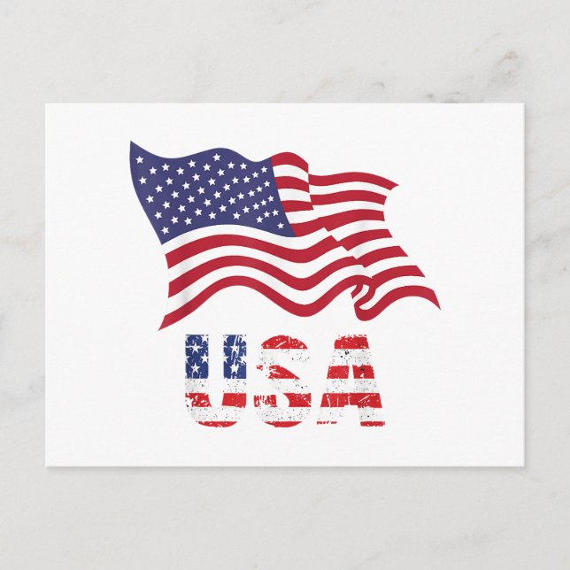 USA Flagga Amerikansk Amerikas förenta stater 4:e  Helg Vykort (Framsida)