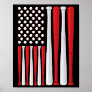 Usa Flagga - Amerikansk Baseboll Flagga - Vintage Poster