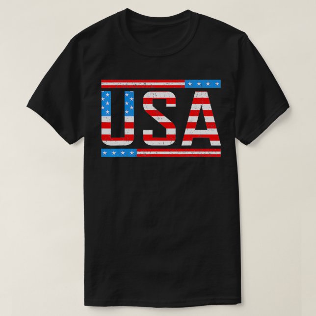 USA flagga Amerikanska Flagga, 4:e juli T Shirt (Design framsida)