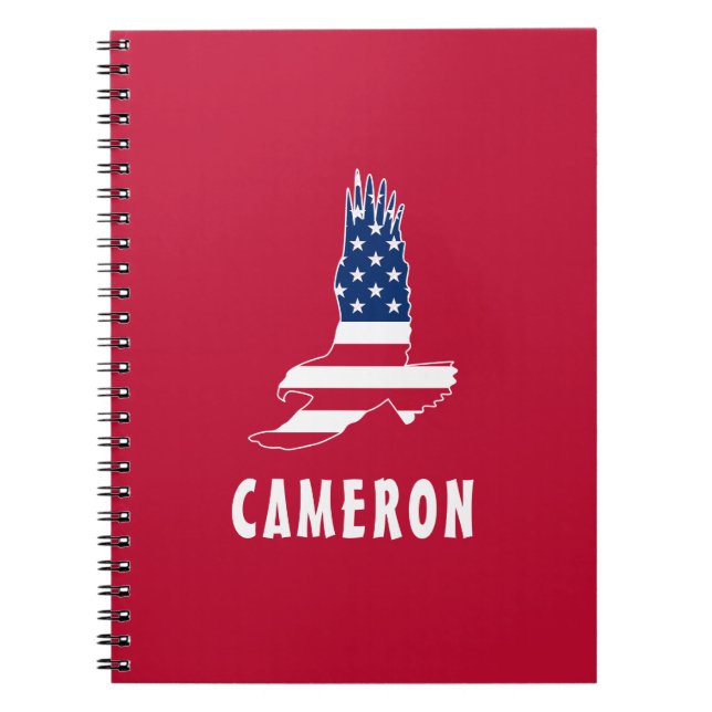 USA flagga Amerikanska öre Amerika 4 juli Namn Anteckningsbok (Framsidan)