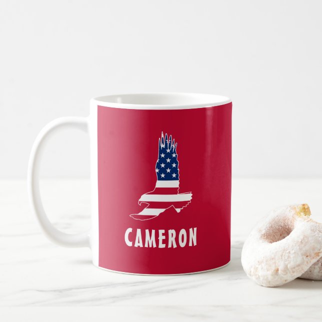 USA flagga Amerikanska öre Amerika 4 juli Namn Kaffemugg (Med munk)