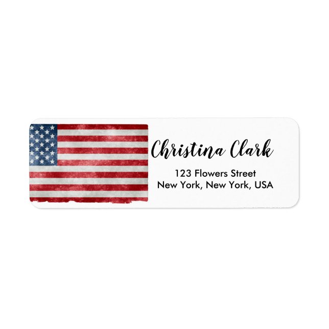 USA flagga Amerikanska Personligen Anpassningsbar  Returadress Etikett (Framsidan)