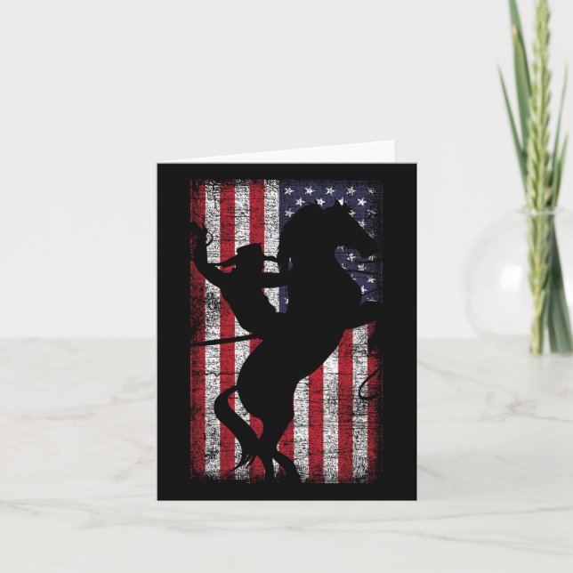 USA flagga Amerikanska Pridet Texas Equestrian 4th Kort (Framsida)