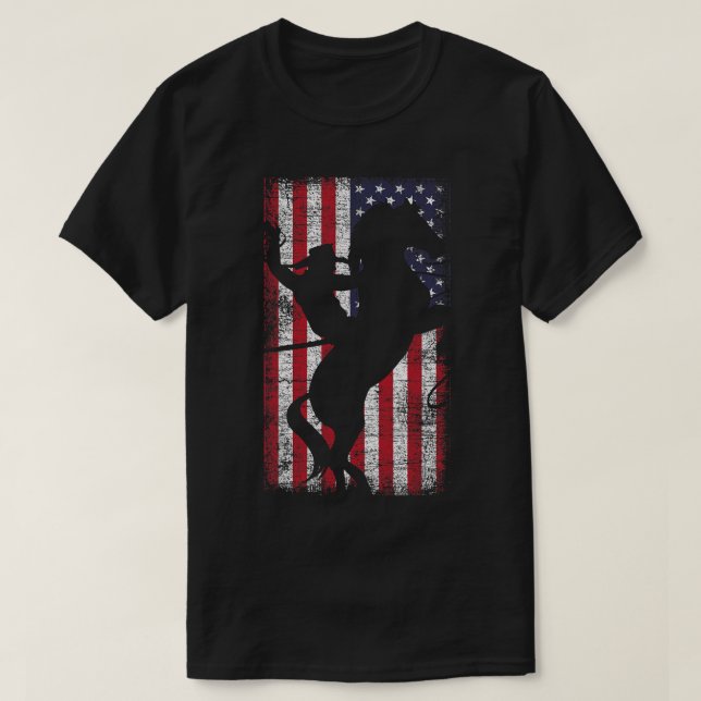 USA flagga Amerikanska Pridet Texas Equestrian 4th T Shirt (Design framsida)