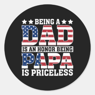 USA flagga är Prist eftersom Pappa är en ära för P Runt Klistermärke