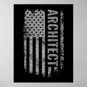 USA flagga Arkitekt Distressed design Poster