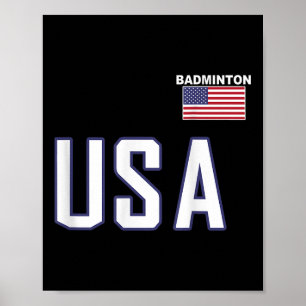 Usa Flagga Badminton Lag Cool Spelare Utrustning M Poster