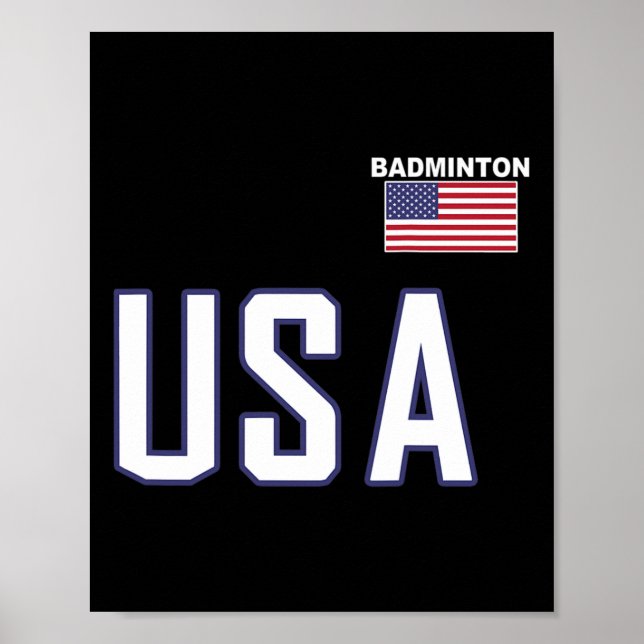 USA flagga Badminton Team Coola Player Equipment M Poster (Framsidan)
