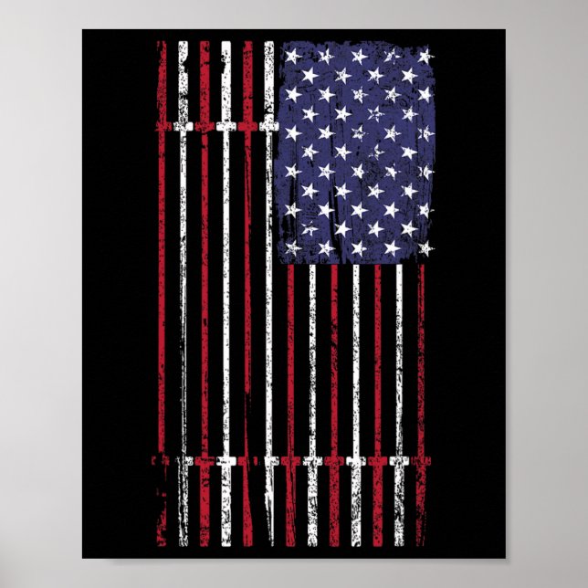 USA flagga Barbell för kvinnor i Manar Poster (Framsidan)
