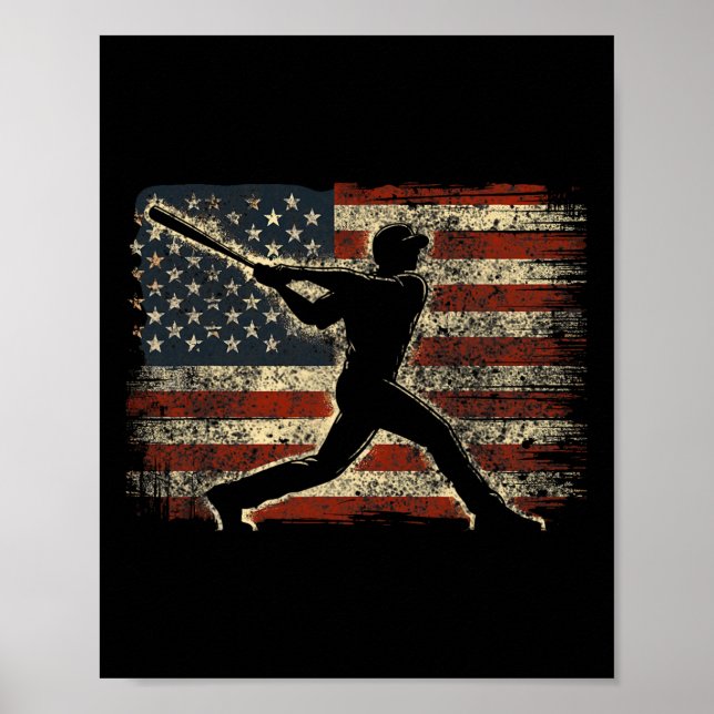 USA flagga Baseball Player American Flagga Basebal Poster (Framsidan)