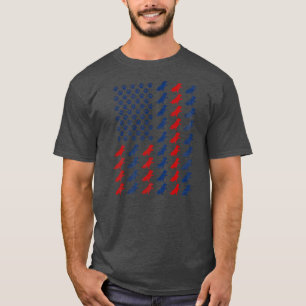 USA flagga Basset Hound Älskare Funny Fjärde juli T Shirt