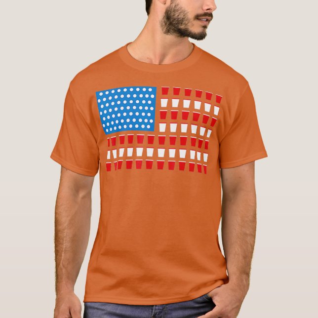 USA flagga Beer Pong, 4:e juli-dagen-gåva T Shirt (Framsida)