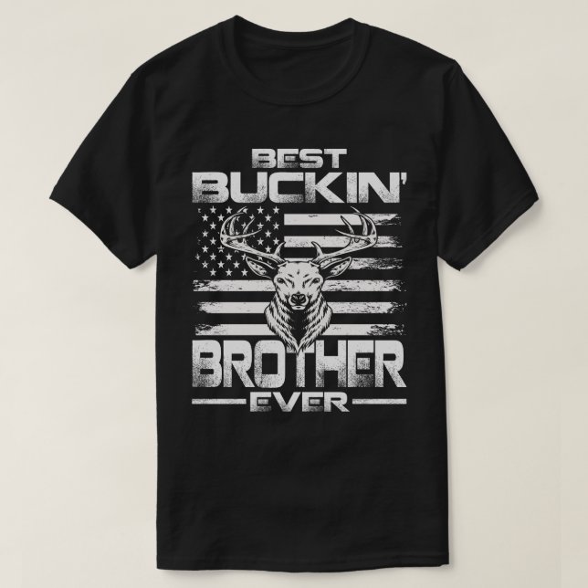 USA flagga Best Buckin'BROTHER All Hjort Hunting T Shirt (Design framsida)