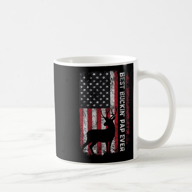 USA flagga Best Buckin'Pap All Hjort Hunting Far Kaffemugg (Höger)