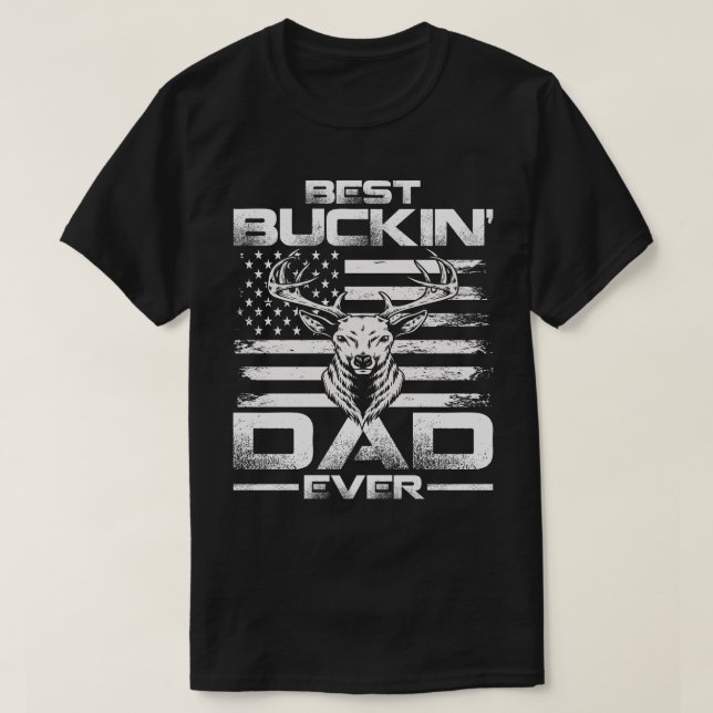 USA flagga Best Buckin'Pappa All Hjort Hunting T Shirt (Design framsida)