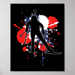 USA flagga biatlonist - Amerikanska biatlon Poster