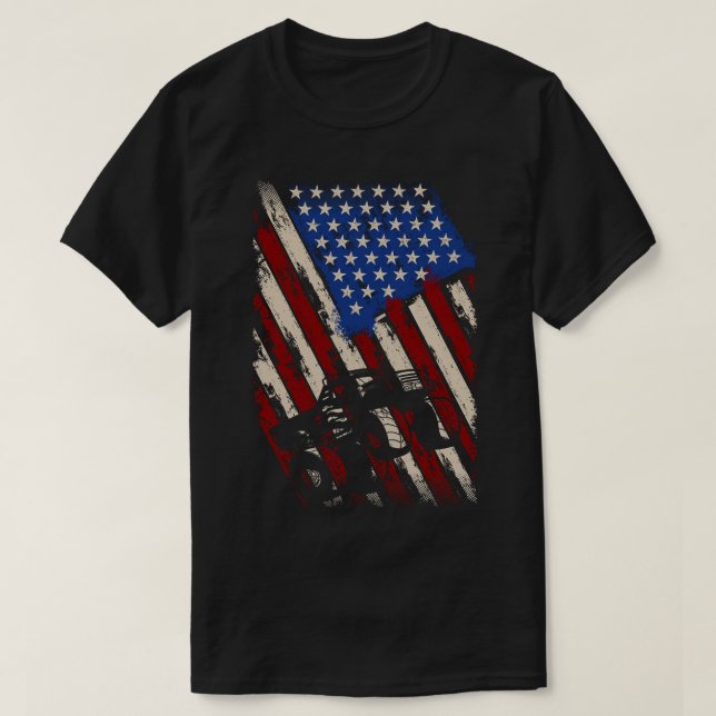 USA flagga Big Monster Storlek Cars Big Stil Lastb T Shirt (Design framsida)