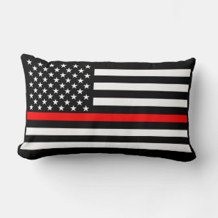 USA flagga Black and White Thin Red Line Decor på  Lumbarkudde