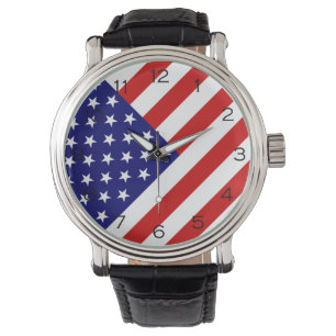 USA flagga Black Numbers Manar cn Armbandsur