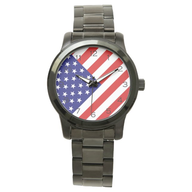 USA flagga Black Numbers, wacnt Armbandsur (Framsida)