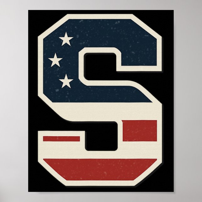 Usa Flagga Bokstav S Stjärnor Ränder Matchande Tri Poster (Framsidan)