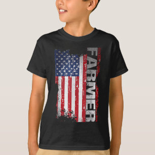 USA Flagga Bonde För 4:e Juli T Shirt