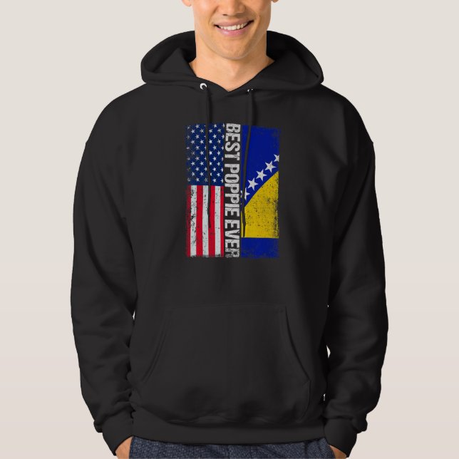 USA flagga & Bosnien och Hercegovina Flagga Best P Hoodie (Framsida)