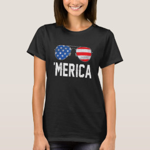 USA flagga Boys Girls Merica 4:e juli Solglasögon T Shirt