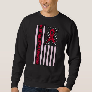 USA flagga Brain Aneurysm Awareness Månadsstöd Lång Ärmad Tröja