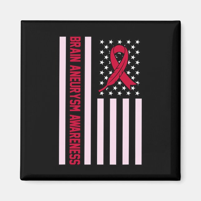 USA flagga Brain Aneurysm Awareness Månadsstöd Magnet (Framsidan)