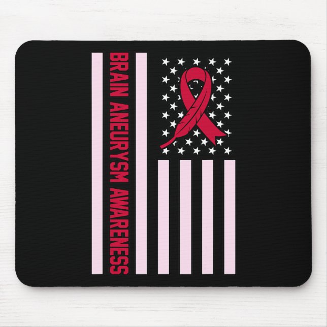 USA flagga Brain Aneurysm Awareness Månadsstöd Musmatta (Framsidan)