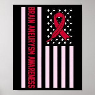 USA flagga Brain Aneurysm Awareness Månadsstöd Poster